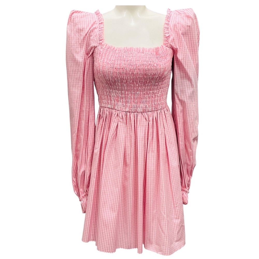 THE VAMPIRE'S WIFE PINK GINGHAM COTTON THE STRAW GIRL MINI DRESS